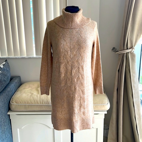 Banana Republic Dresses & Skirts - Banana Republic Camel Geo Cable Cowlneck Dress XS P